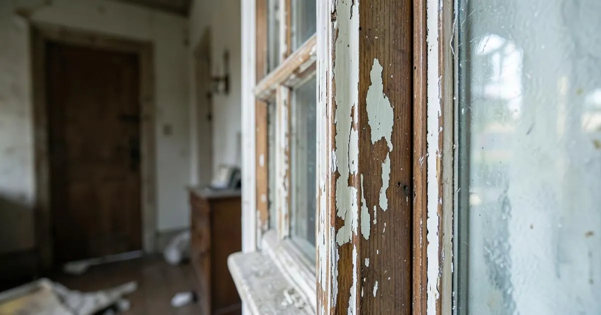 Peinture ancienne écaillée dans un logement à Cannes